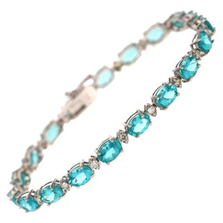 16.60 Carat Apatite Diamond 14 Karat White Gold Tennis Bracelet For Sale