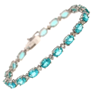 16.60 Carat Apatite Diamond 14 Karat White Gold Tennis Bracelet