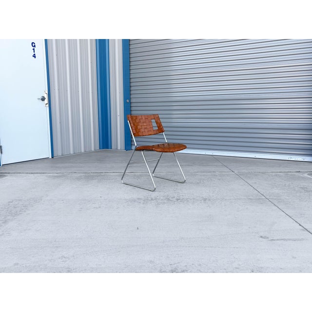 1970s Mid Century Chrome and Leather Dining Chairs by Chromecraft For Sale - Image 12 of 13