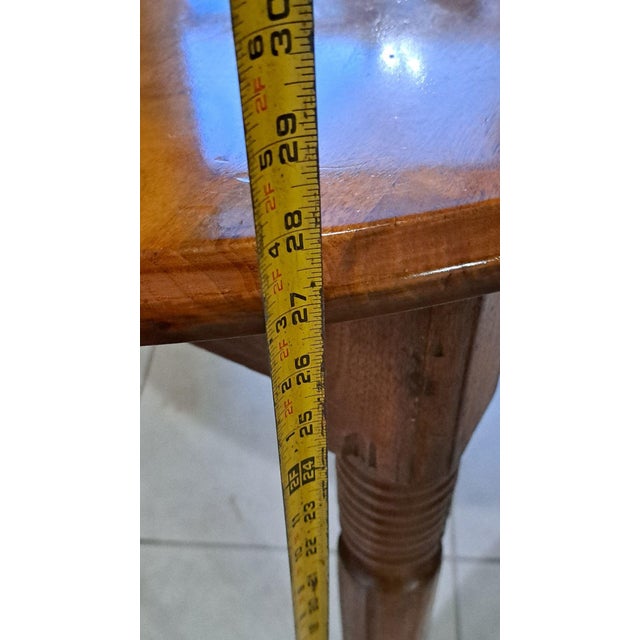 Wood Antique Round Mahogany Dining Table, 42” Turned Legs, Farmhouse Style For Sale - Image 7 of 10