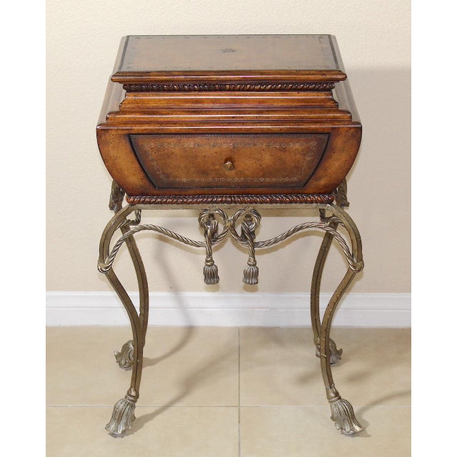 Rare 1980s Maitland Smith Vintage Gilt Steel Rope Vanity Table - French Style With Tassel End Legs and Lift-Top Storage For Sale In Las Vegas - Image 6 of 17