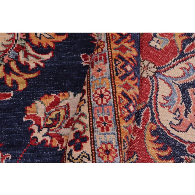 Blue Boho Chic Super Kazak Blue/Red Wool Rug - 8'9'' X 12'4'' For Sale - Image 8 of 10