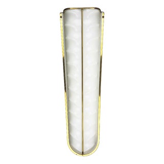 Large White Acrylic Glass, Metal & Brass Wall Lamp from Italian Cinema, 1950s For Sale