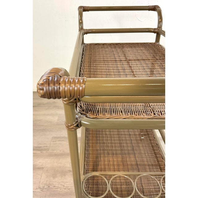Made Goods Organic Modern Indoor/Outdoor Chestnut Faux Wicker Torrey Bar Cart For Sale In Atlanta - Image 6 of 6