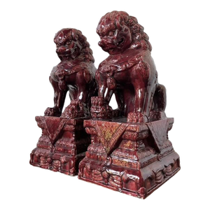 Vintage Asian “Sang De Bouf” Foo Lions - A Pair