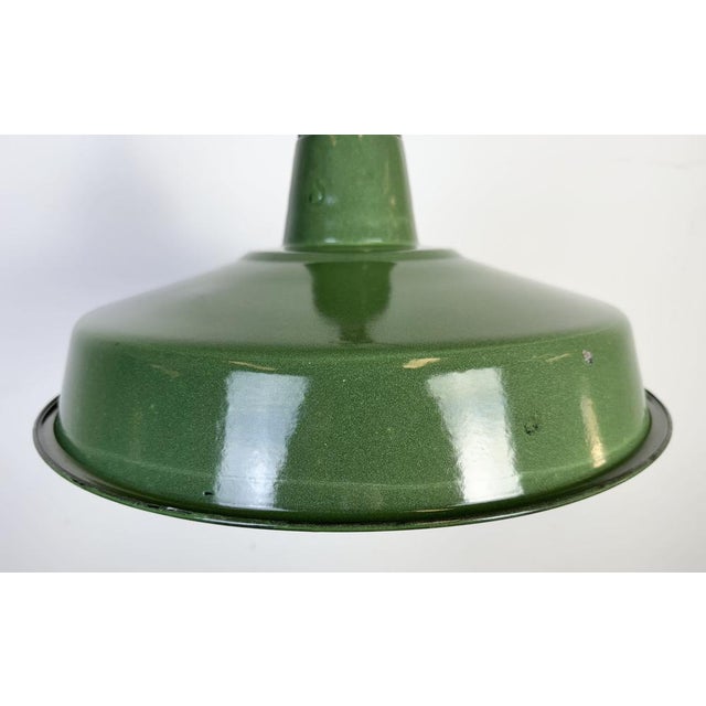 Industrial Green Enamel Factory Pendant Lamp, 1960s For Sale - Image 4 of 17