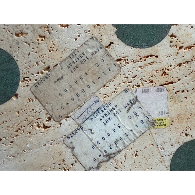 RARE LARGE TRAVERTINE CATCH ALL OR ASHTRAY. MADE OUT OF TRAVERTINE AND silver center DESIGNED BY FRATELLI MANNELLI FOR...