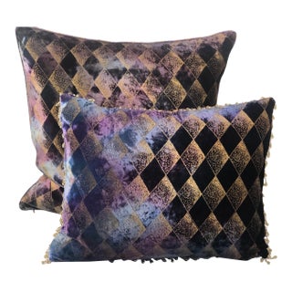 Richard Fischer Collection Harlequin Velvet Pillows - a Pair For Sale