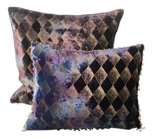 Richard Fischer Collection Harlequin Velvet Pillows - a Pair