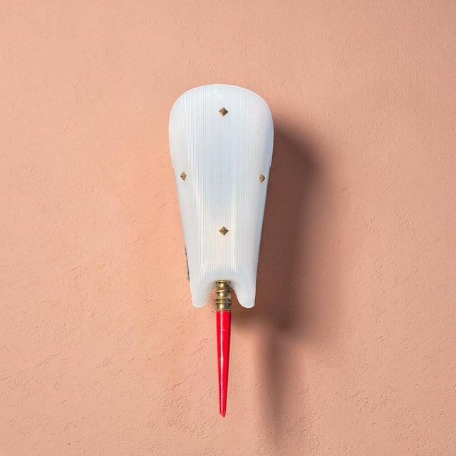 Mid-Century Modern Rocabilly White Ribbed Acrylic Glass Sconce, 1960s For Sale - Image 11 of 11
