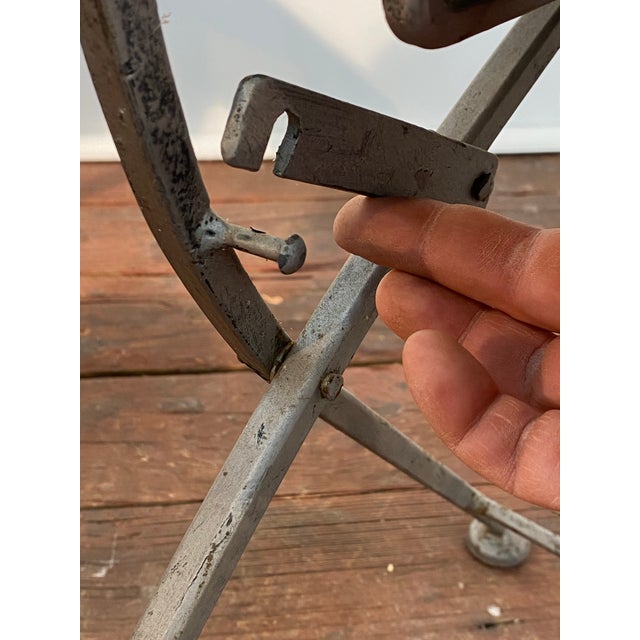 Wrought Iron and Galvanized Aluminum Folding Chairs For Sale - Image 10 of 15