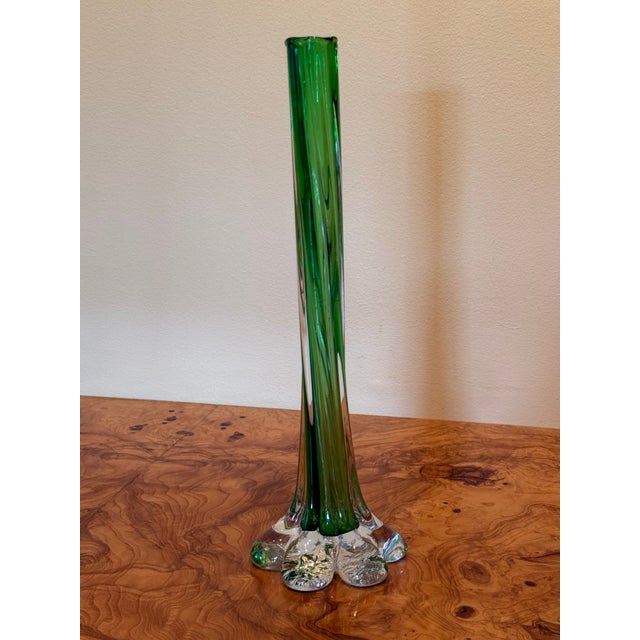 Glass Exquisite Vintage Twist Stem French Vase Art Glass Flower Sleeve Circa 1950's For Sale - Image 7 of 12