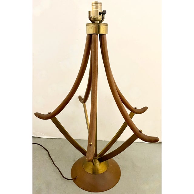 Mid-Century Modern 1950's Wood & Brass Table Lamp For Sale - Image 3 of 6