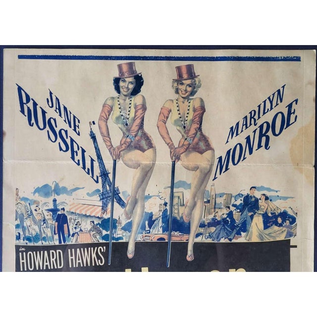 Mid-Century Modern Marilyn Monroe Gentlemen Prefer Blondes Movie Theater Window Card For Sale - Image 3 of 10