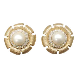 Vintage Signed Marboux Faux-Pearl & Aurora Borealis Clip Earrings - 2 Pieces