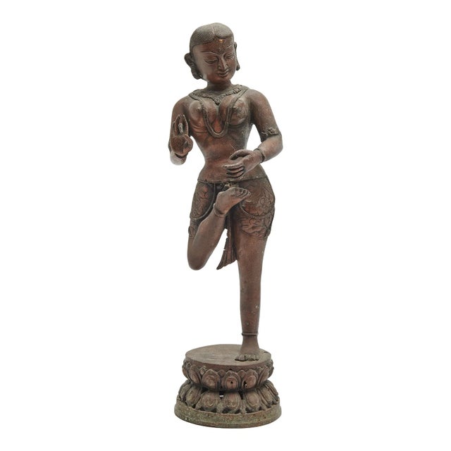 Approximate dimensions: height 19 inch x Width 6 inch x Depth 6 inch Indian Bronze Alloy Standing Figure. The figure...