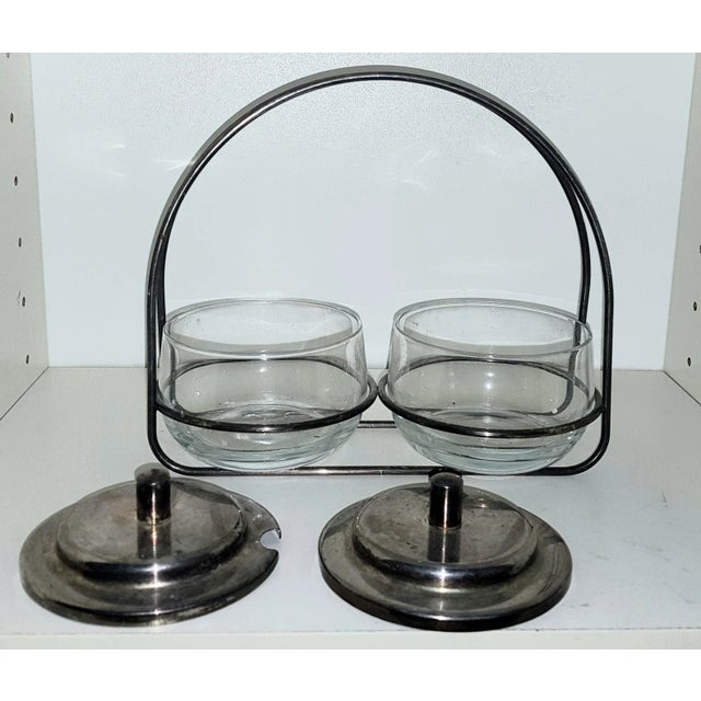Silver-Plated Jam Jars with Stand, Set of 3, in Very Good conditions. Designed 1960 to 1969
