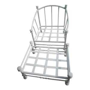1970s Mario Papperzine Salterini Style Italian White Metal Patio Arm Chair With Foot Stool - Set of 2