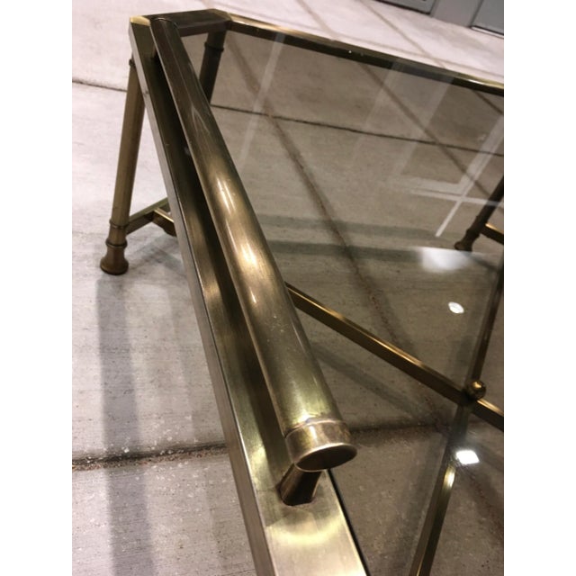 Mastercraft Brass & Glass Coffee Table After Jansen For Sale - Image 10 of 13