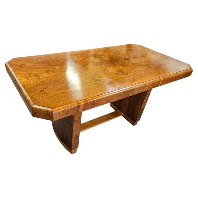 Art Deco British Figured Walnut Pedestal Dining Table, 1930 For Sale - Image 13 of 13