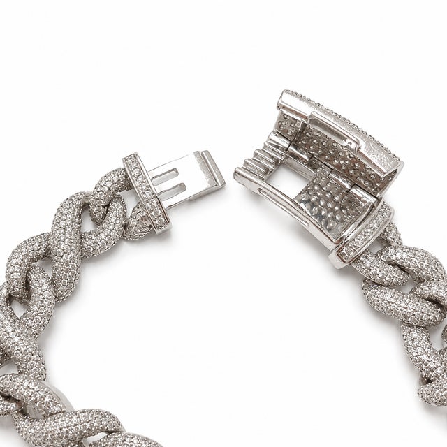 14k White Gold 9.5 Ct Natural Diamond Infinity Bracelet, 8 In For Sale - Image 4 of 6