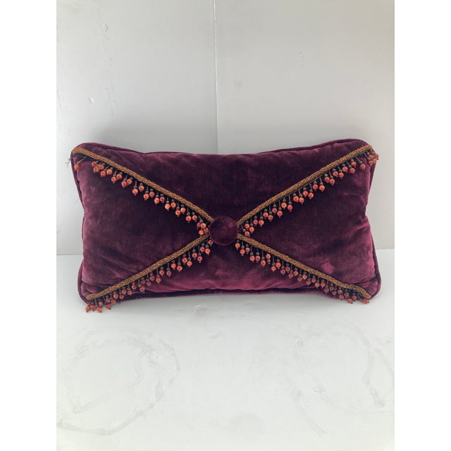 Beautiful Purple Velvet toss pillow with glass beads. Interesting colors for that little bit of "extra" we all need for...