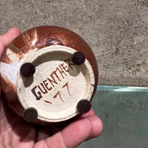 1977 Guenther Art Pottery Drip Glazed Bud Vase Signed