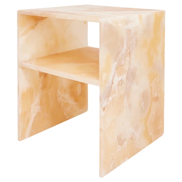 Rosa Bedside Table in Amber Onyx by Studio Gaia Paris For Sale