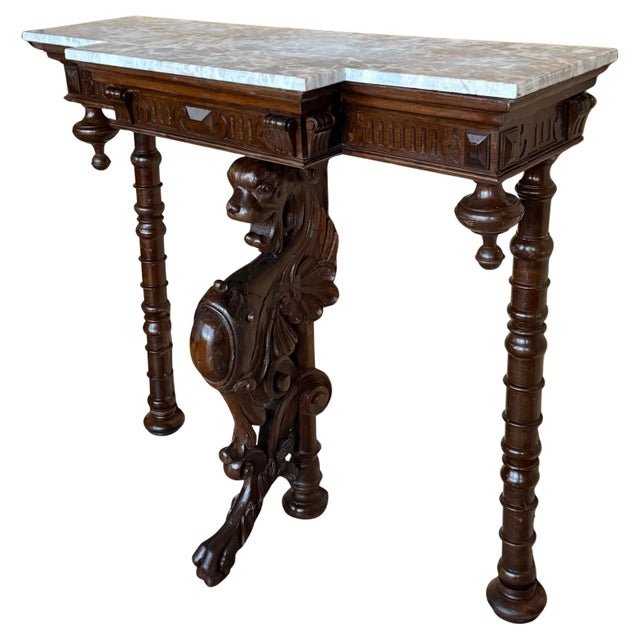 Antique Italian Renaissance Revival Carved Figural Bust, Winged Lions Head For Sale - Image 10 of 18