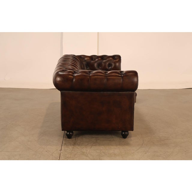 Chesterfield Style Tufted Brown Leather Sofa For Sale - Image 17 of 18
