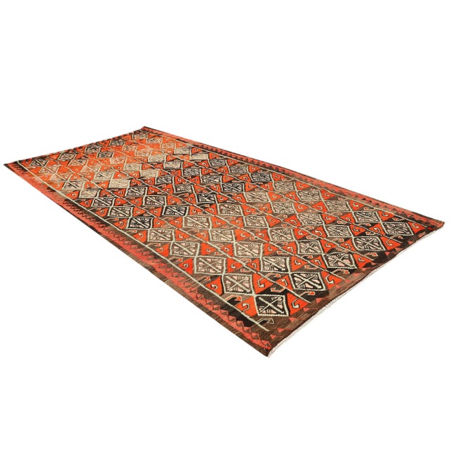 Traditional Mid 20th Century Decorative Vintage Turkish Kars Kilim Rug For Sale - Image 3 of 7