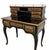 Chinoiserie Early 20th Century Chinoiserie-Style Black Lacquer Harpsichord Desk and Matching Cane Back Chair. For Sale - Image 3 of 9