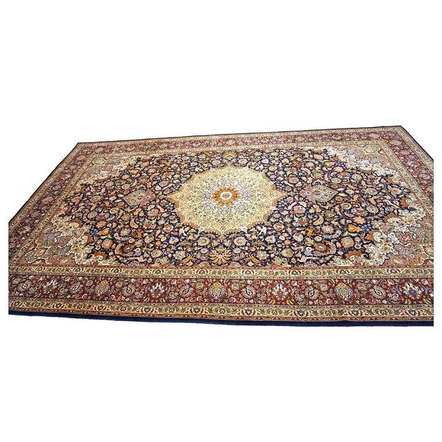 Antique Persian Tabriz 10 x 16 Ivory & Brown Handmade Area Rug #1143508 For Sale - Image 4 of 15