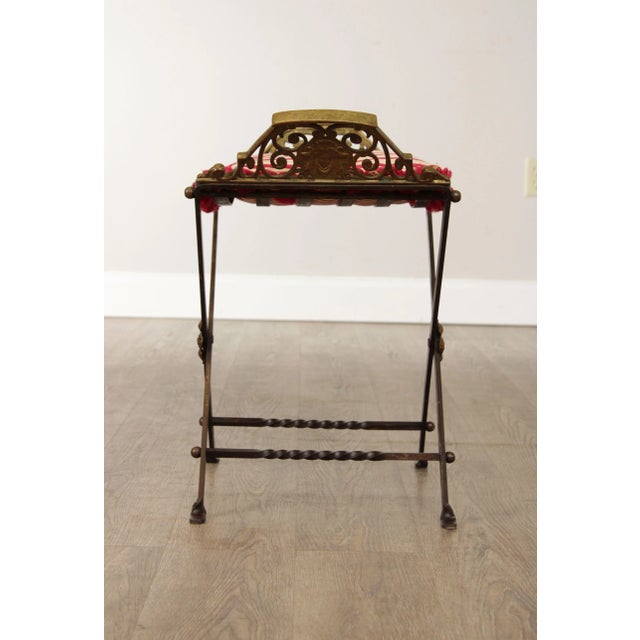 1920s 1920s Art Deco Period Wrought Iron & Brass X Base Bench For Sale - Image 5 of 13