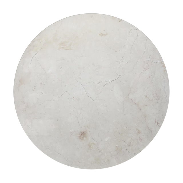 Danielle 24 in. W Round Marble and Wood Pedestal Side Table, Washed Black For Sale In Chicago - Image 6 of 7