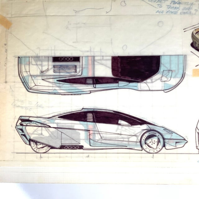 1980s R Bevis Original Automotive Concept Car Rendering Coupe Roadster Prototype Art For Sale - Image 12 of 13
