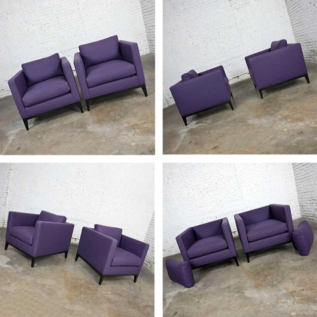 Purple Modern Purple Plum Tone Tuxedo Style Club Chairs by Baker a Pair For Sale - Image 8 of 13