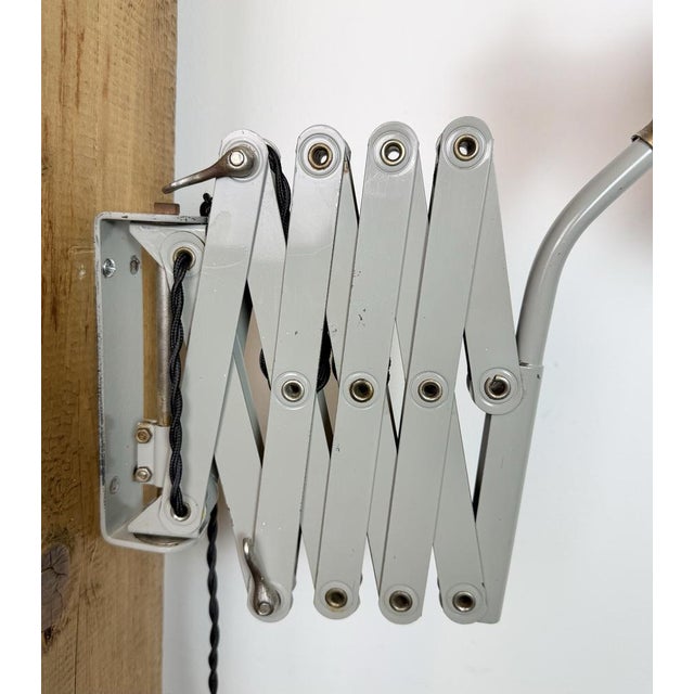 Industrial German Grey Scissor Wall Lamp from SIS, 1960s For Sale - Image 18 of 18