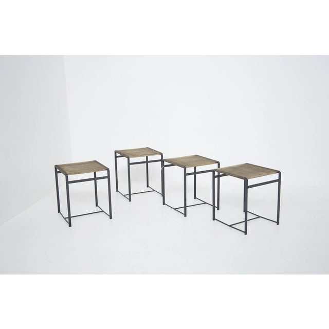 Vintage Italian Iron Stools, Set of 4 For Sale - Image 12 of 12