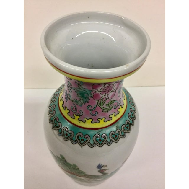 Antique Chinese Hand Painted Peacock Vase For Sale - Image 5 of 11