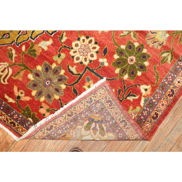 Red Antique Persian Sultanabad Sampler 19th Century Rug - 4'9" x 5'8" For Sale - Image 8 of 12