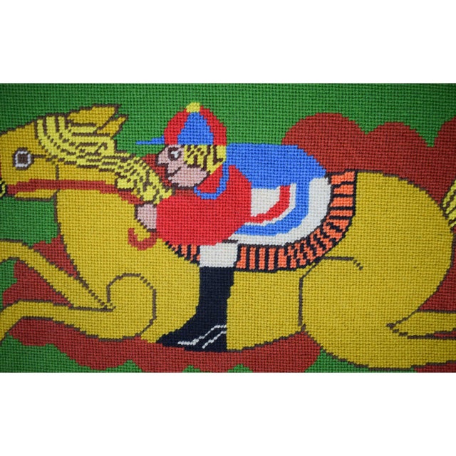 Traditional Hand-Needlepoint C1970s Jockey/ Racehorse Tray For Sale - Image 3 of 3