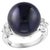 15MM Round Black Tahitian Pearl & Diamond Platinum Ring Size 5.5 For Sale - Image 15 of 18