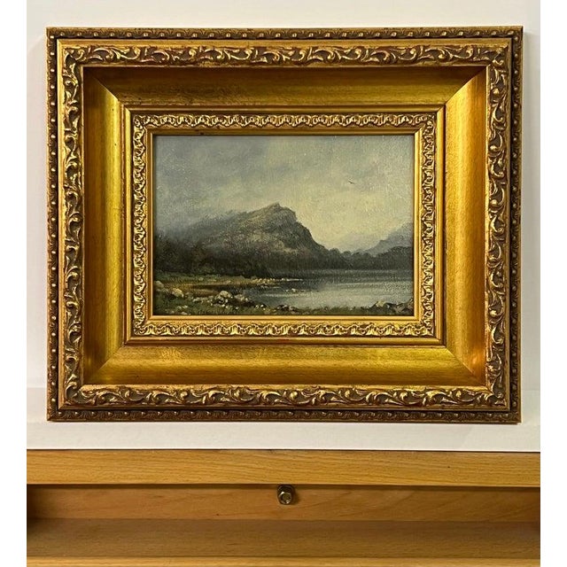 Realism James Wright, Painting of Lake & Mountains in England by 20th Century British Landscape Artist, 1980 For Sale - Image 3 of 6