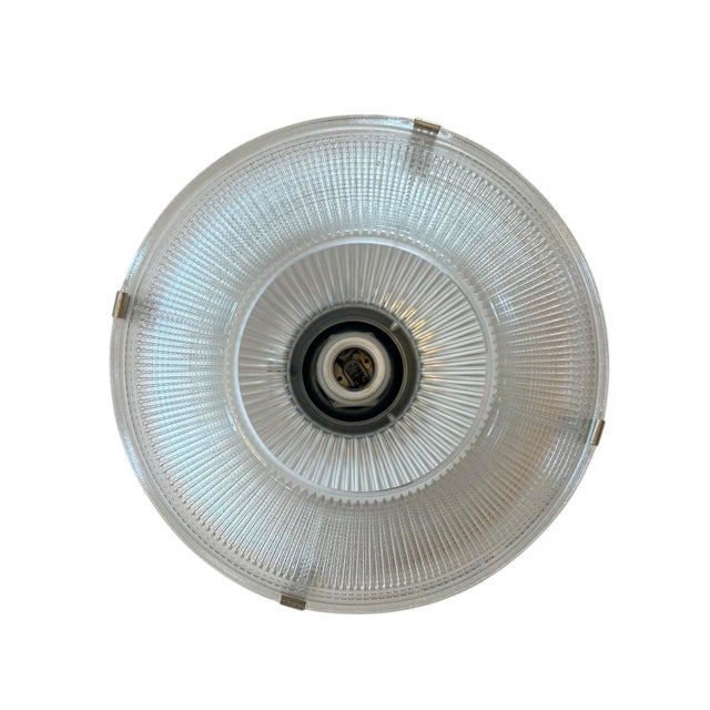 Glass Vintage Holophane Prismatic and Ribbed Glass Flush Mount For Sale - Image 7 of 7