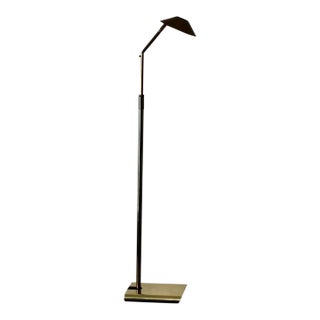 1980s Koch and Lowy Telescoping Brass Floor Lamp Conical Shade Detail Vintage Modern For Sale