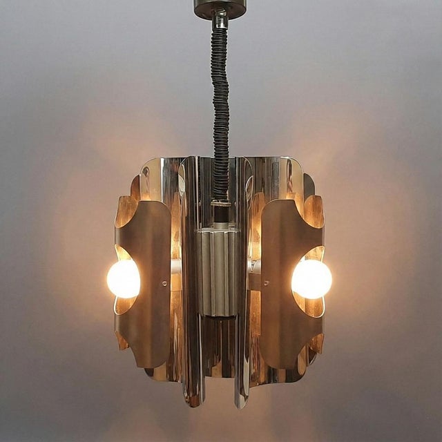Chromed and Stainless Steel Pendant Light, 1970s For Sale - Image 4 of 15