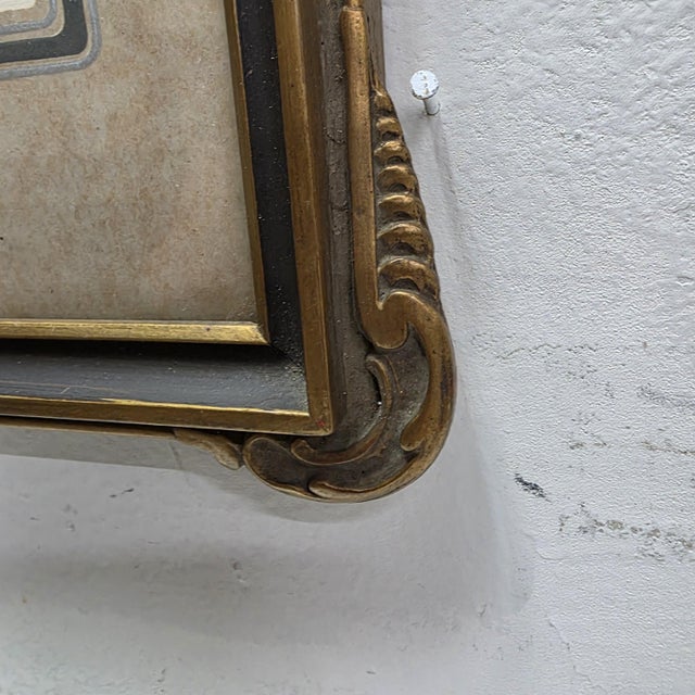 1930s Art Deco Wood Picture Frame, Gold Polychrome Floral Crest, 8x10 For Sale - Image 11 of 14