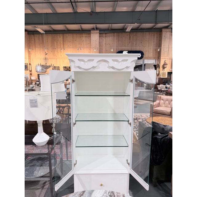 Early 21st Century Elegant White Glazed Curio Display Cabinet For Sale - Image 5 of 11