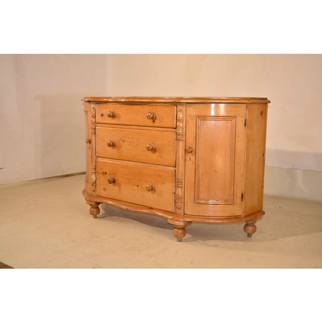 19th Century English Pine Dresser Base With Bowed Front For Sale - Image 4 of 9